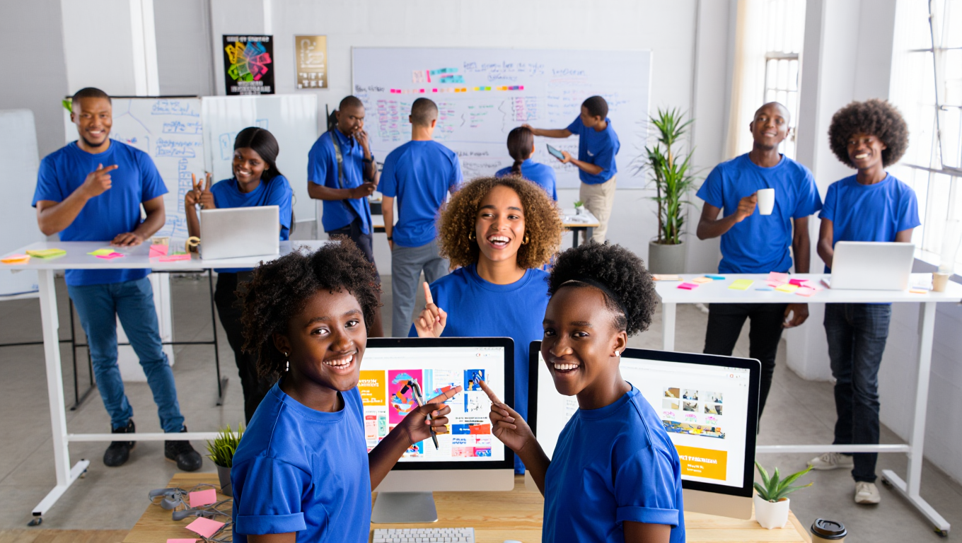 App developers collaborating on a mobile app interface