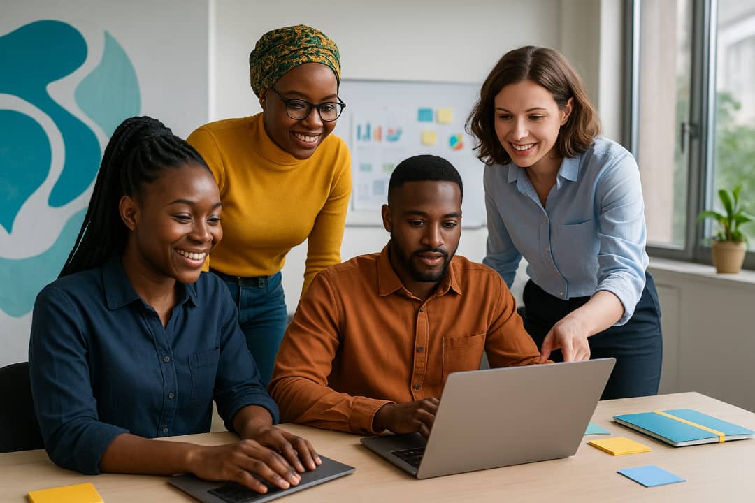 A team discussing digital marketing and web strategy